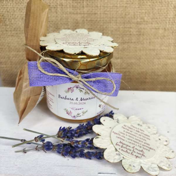 BeeHappy 03 Bomboniera miele e carta piantabile Lavanda Lovers